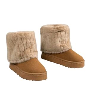 Women's Fluffy Snow Boots Platform Thick Sole Plush Lined Stylish Winter Shoes